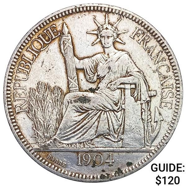1904A French Indochina 1 Piastre NEARLY UNCIRCULATED