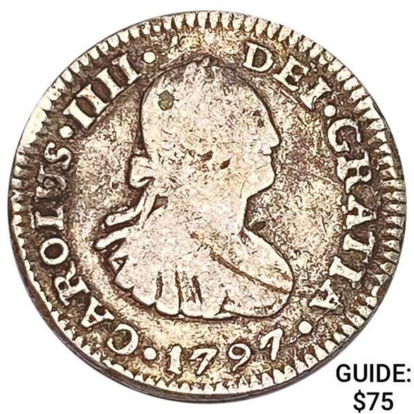 1797Mo FM Mexico Silver 1/2 Reales ABOUT UNCIRCULATED