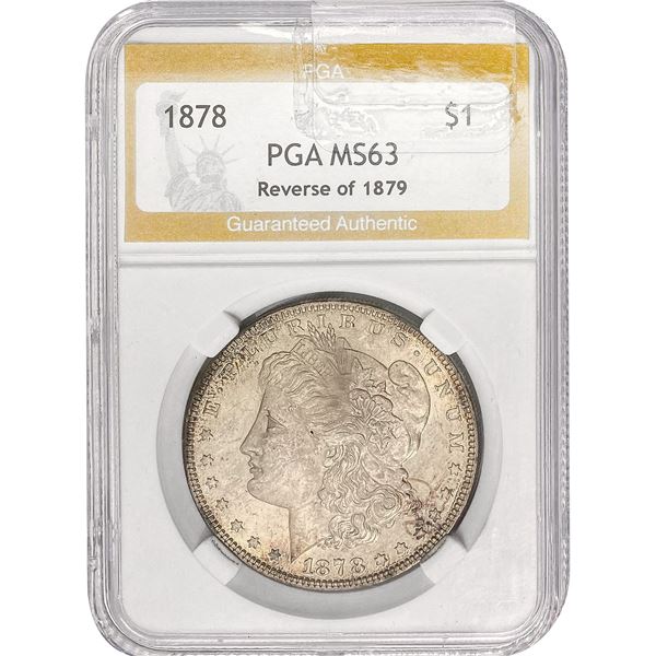 1878 Rev of 79 Morgan Silver Dollar PGA MS63