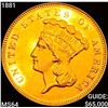 Image 1 : 1881 $3 Gold Piece CHOICE BU