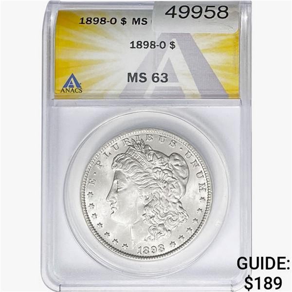 1898-O Morgan Silver Dollar ANACS MS63