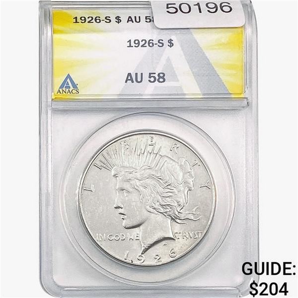 1926-S Silver Peace Dollar ANACS AU58