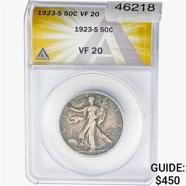 1923-S Walking Liberty Half Dollar ANACS VF20