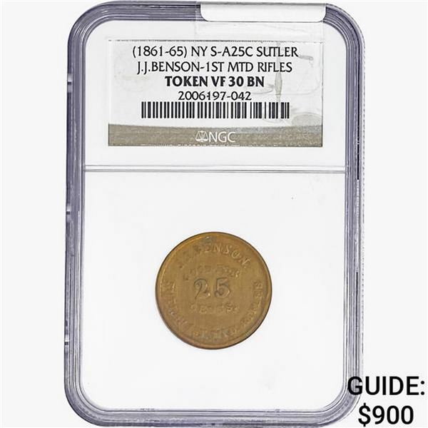 1861-65 NY Token S-A25C Sutler NGC VF30 BN Benson