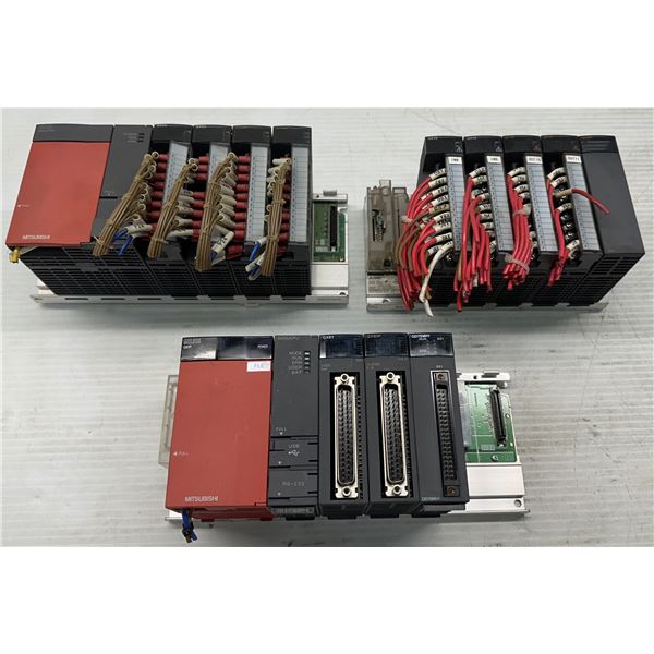 Lot of (3) Misc. Mitsubishi Racks w/Power Supplies & Modules as Pictured