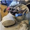 Image 2 : TOTE AND BUCKET OF BRAIDED HOSES, TOOLS AND MORE