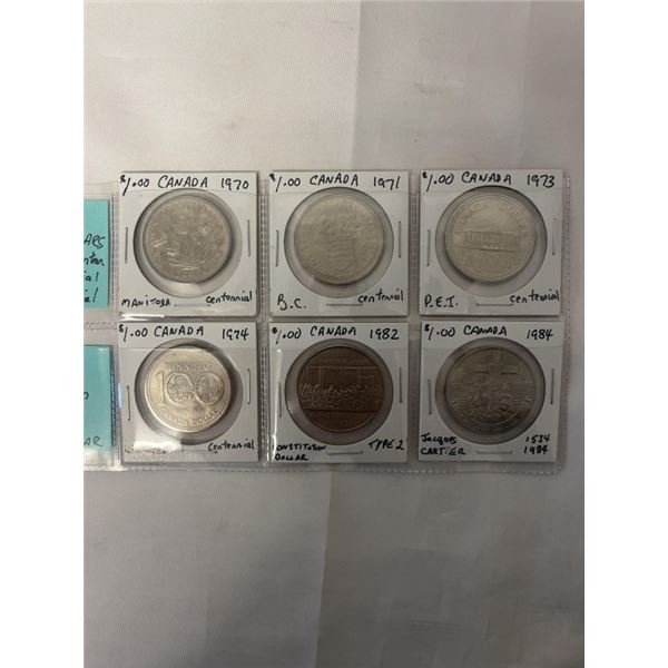 6 SPECIAL CANADIAN DOLLARS 1970, 1971, 1973, 1974, 1982, 1984