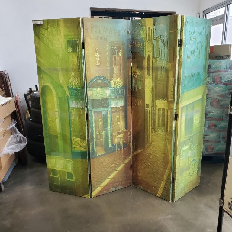 Scene Divider DOUBLE SIDED ROOM DIVIDER 4 PANEL FRENCH SCENE