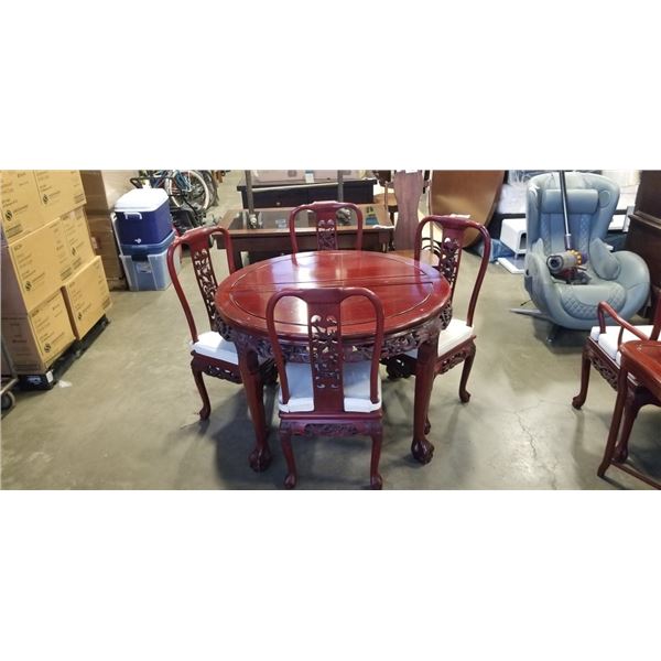 ROSEWOOD CLAWFOOT DINING TABLE WITH 4 MATCHING CHAIRS
