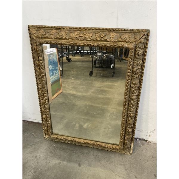 ANTIQUE GOLD HIGHLY C ARVED MIRROR, 42X33 INCH