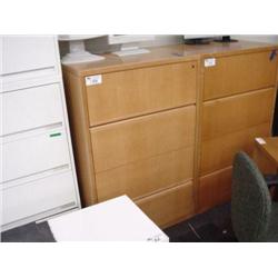 Honey Maple 4 Drawer Lateral File Cabinet