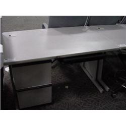 Grey Computer Desk With Rolling Pedestal