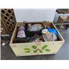 Image 1 : Painted Wooden Storage Box w/Asst. Linens