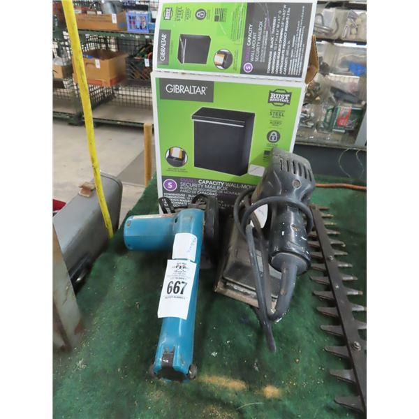 Electric Sander, Gilbrator Mailbox, Makita Cordless Circular Saw - (No Charger)