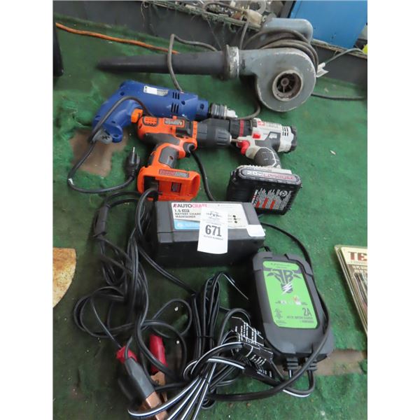 Electric and Cordless Drill, Electric Blower, Battery Chargers