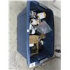 Image 1 : Large Tote w/Auto Oil Filters, Car Stereo, Auto Parts