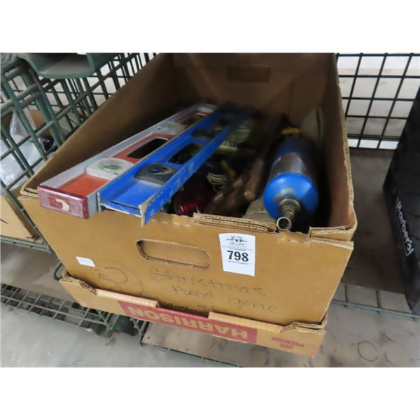 Levels, Torch, Tie Down Straps, Hand Tools