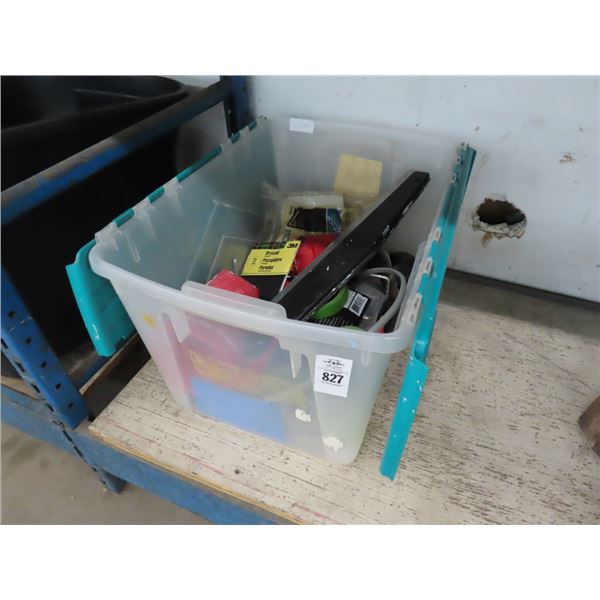 Tote w/Large Scrappers, Masonary Tools, Tape, Supplies