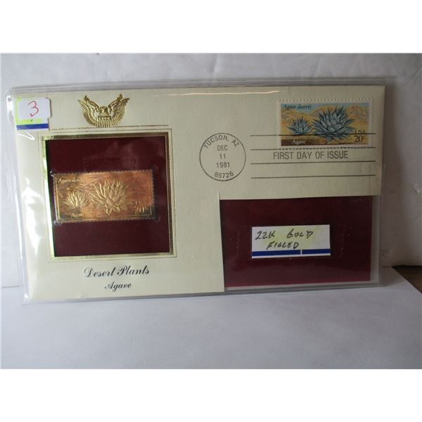 22 KT GOLD FILLED DESERT PLANT STAMP