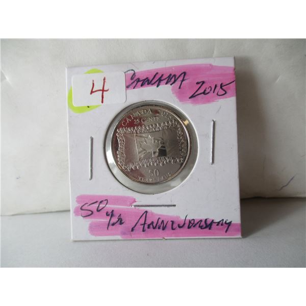 2015 PROOF 50 YEAR ANNIVERSARY CANADA QUARTER