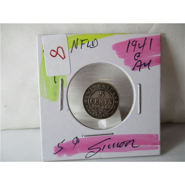 1941C/AU NEWFOUNDLAND SILVER FIVE CENT