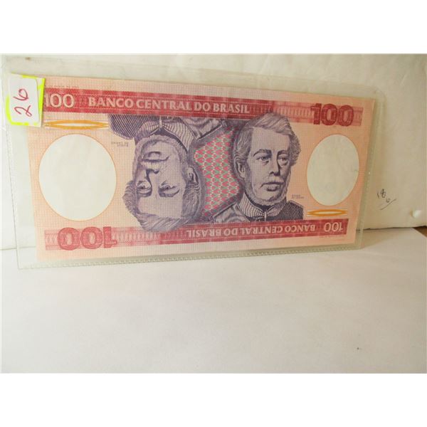 BANK OF BRAZIL $100 BANK NOTE