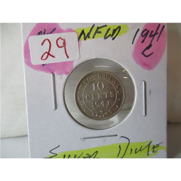 1941C NEWFOUNDLAND SIVLER DIME