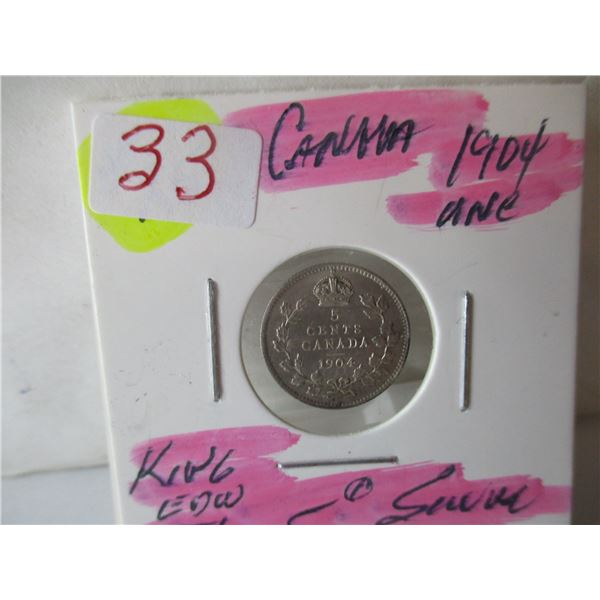 1904 UNCIRCULATED CANADA KING EDWARD VII SILVER FIFTY CENT COIN