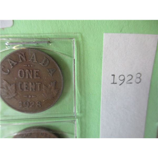 1928, 1932 & 1936 CANADA KING GEORGE V ONE CENT COIN SET