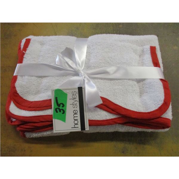 NEW:  3 PIECE HEAVY TOWEL SET (RED & WHITE)