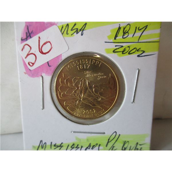 1817 - 2002 USA PROOF LIKE MISSISSIPPI QUARTER