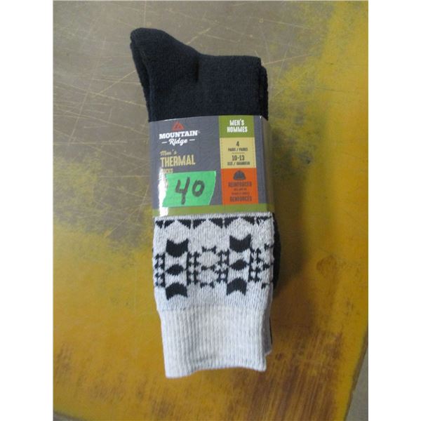 NEW:  MEN'S MOUNTAIN RIDGE THERMAL SOCKS (4 PAIR) - PACK