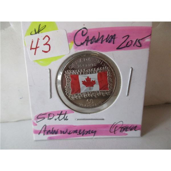 2015 PROOF 50TH ANNIVERSARY COLORED FLAG QUARTER