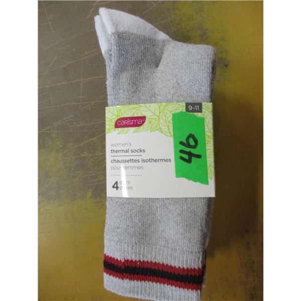 NEW:  LADIES CARISMA THERMAL SOCKS (SIZE 9 - 11) (4 PAIR) - PACKAGE