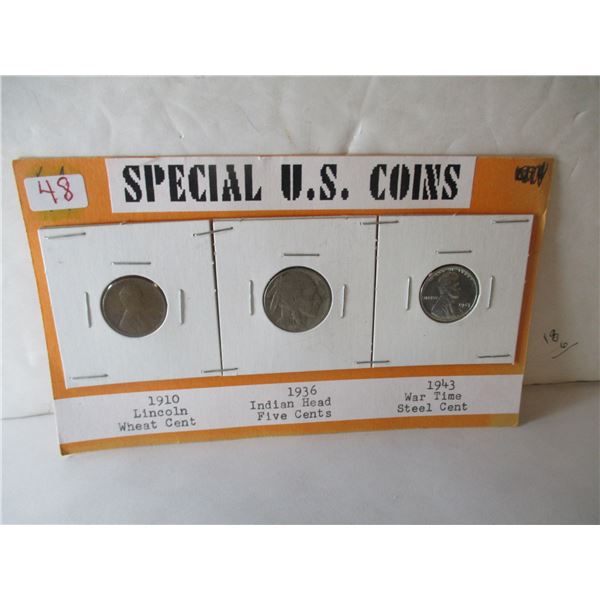 USA LINCOLN, INDIAN HEAD & WARTIME COIN SET
