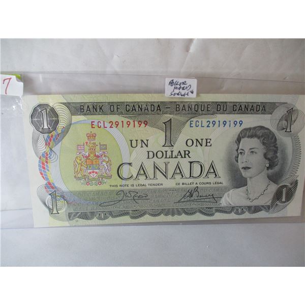 1973 CH UNCIRCULATED POKER HAND SERIAL NUMBER (4-9'S & 2-1'S) $1 BILL
