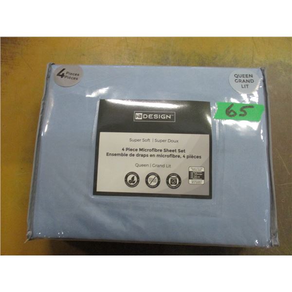 NEW:  4 PIECE MICROFIBRE SUPER SOFT SHEET SET (QUEEN SIZE) (BLUE)