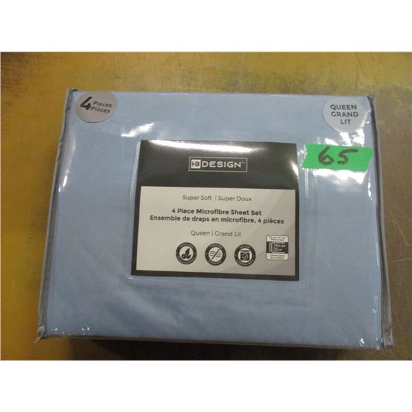 NEW:  4 PIECE MICROFIBRE SUPER SOFT SHEET SET (QUEEN SIZE) (BLUE)