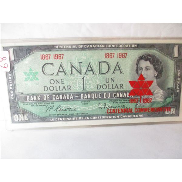 1867 - 1967 CANADA CENTENNIAL DOLLAR BILL