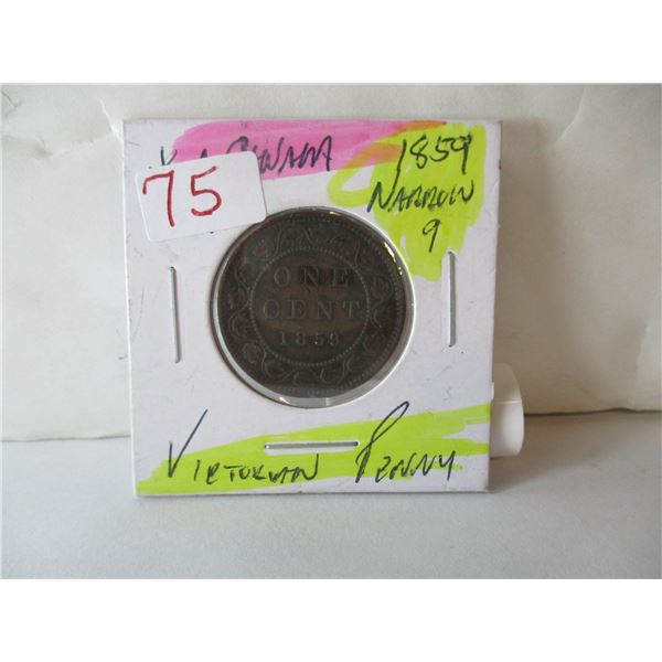 1859 VICTORIAN NARROW 9 LARGE PENNY