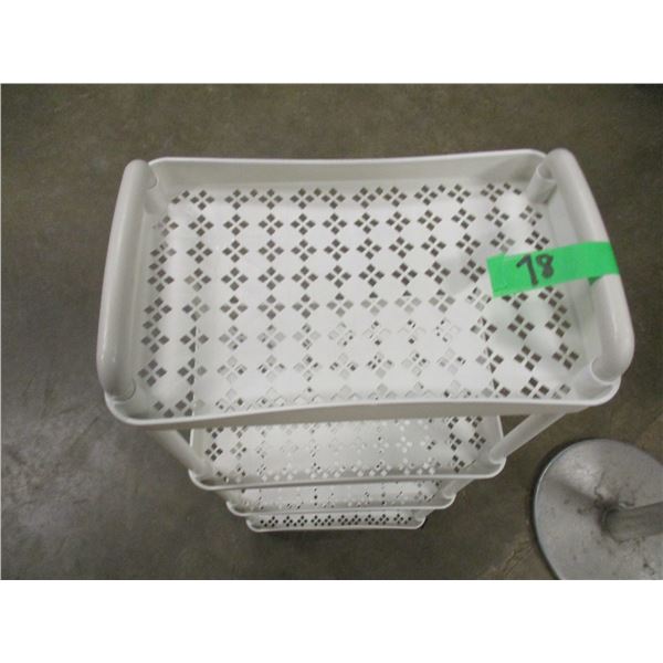 WHITE 4 SHELF ROLLING UNIT