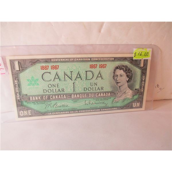 1867 - 1967 UNCIRCULATED NO SERIAL NUMBER CENTENNIAL DOLLAR