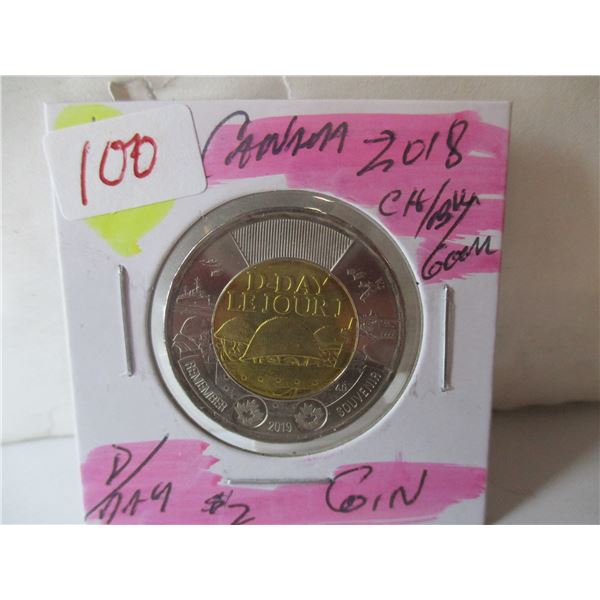 2018 CH/BU GEM CANADA D-DAY $2 COIN