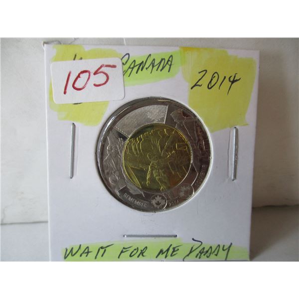 2014 PROOF CANADA "WAIT FOR ME DADDY" $2 COIN