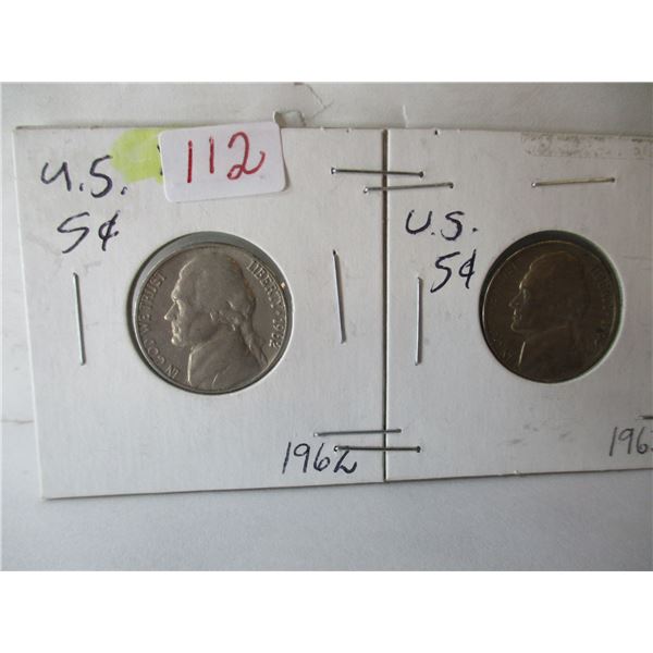 1962, 1963 & 1964 USA LIBERTY NICKELS