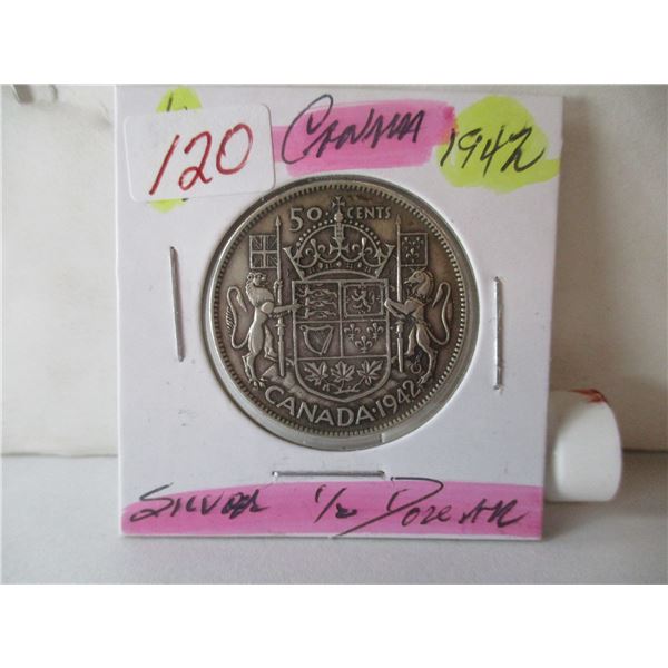 1942 CANADA SILVER HALF DOLLAR