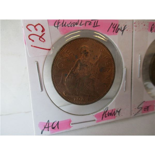 1964 - 1965 SET OF BRITISH ONE & HALF PENNY SET