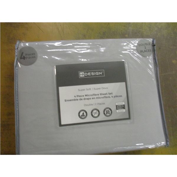 NEW:  4 PIECE SHEET SET (LIGHT GREY) (DOUBLE SIZE)