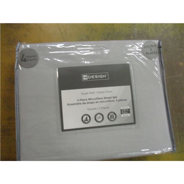 NEW:  4 PIECE SHEET SET (LIGHT GREY) (DOUBLE SIZE)