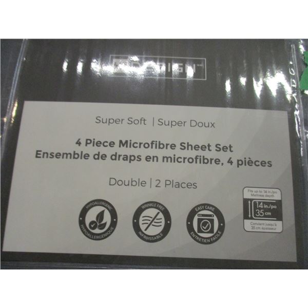 NEW:  4 PIECE SHEET SET (DARK GREY) (DOUBLE SIZE)